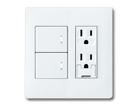 アドバンスシリーズ配線器具スイッチセット2連用プレート付-マットホワイト ほたるスイッチB(片切)×1 ほたるスイッチC(３路)×1 アースターミナル付接地ダブルコンセント2EET×1 パナソニック(Panasonic)