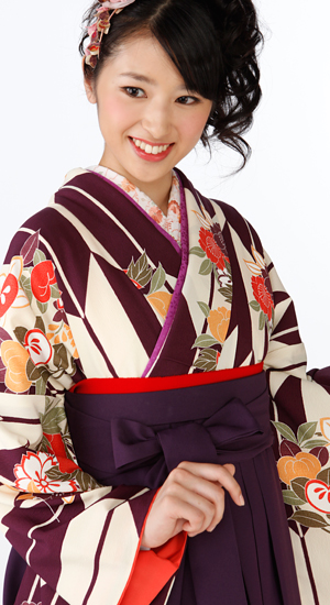 紫に矢絣【袴レンタル着物】K2861