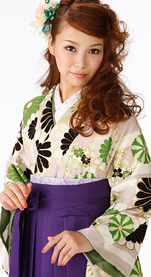 白・抹茶・黒【袴レンタル着物】K3011