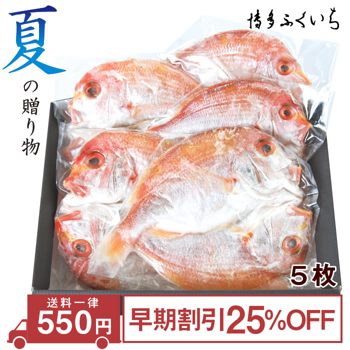 【予約】連子鯛の一夜干し 5枚 化粧箱入　～夏の贈り物 早期割引～