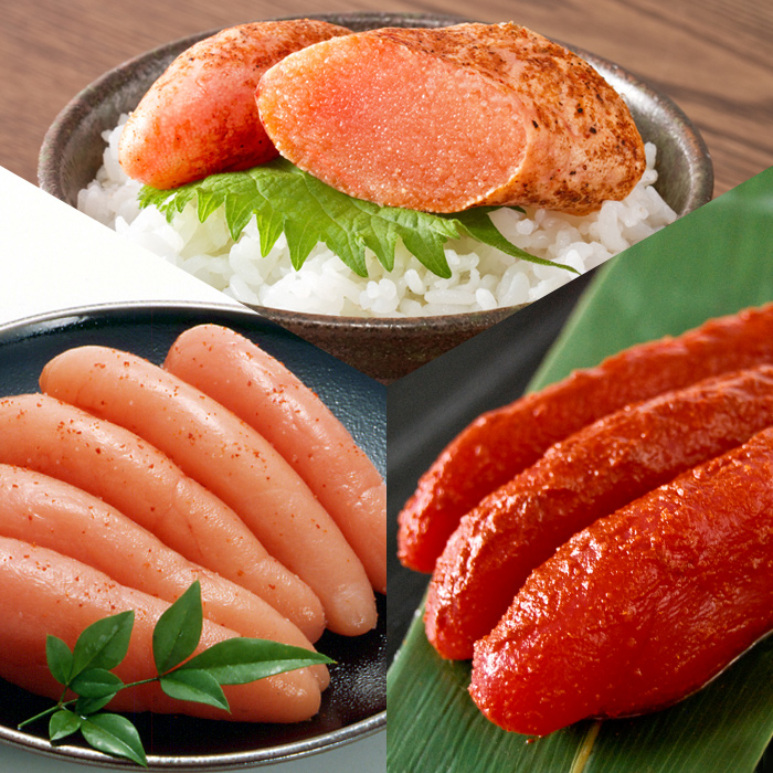 [セール]辛子明太子食べ比べセット（激辛明太子90g、炙り辛子明太子90g、辛子明太子110g） ＜セット特価＞