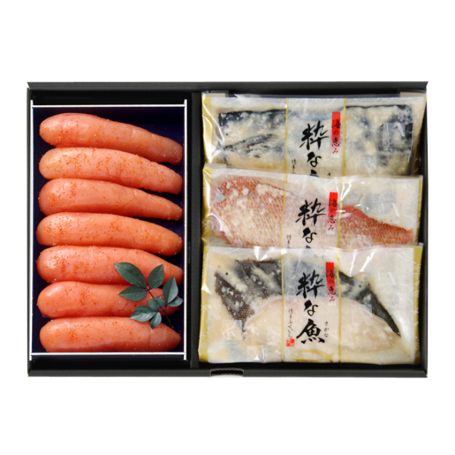 辛子明太子と切り身みそ漬けセット（辛子明太子300g、さわら・真鯛・銀だらみそ漬け×各1枚）