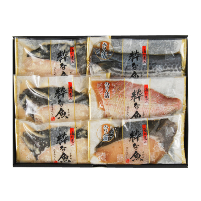 銀だらみそ漬けと切り身みりん漬けセット（銀だらみそ漬け×3枚、さわら・真鯛・銀だらみりん漬け×各1枚）