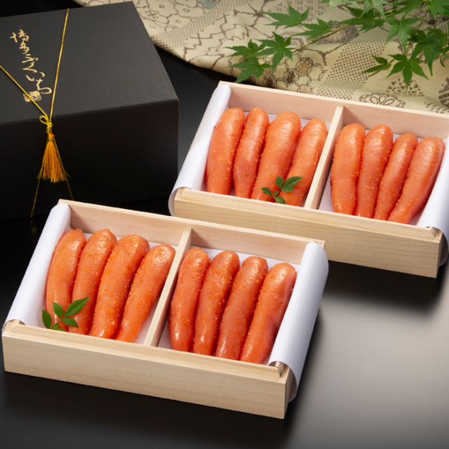 二段桐箱入り 辛子明太子とたらこセット（各500g・計1kg）