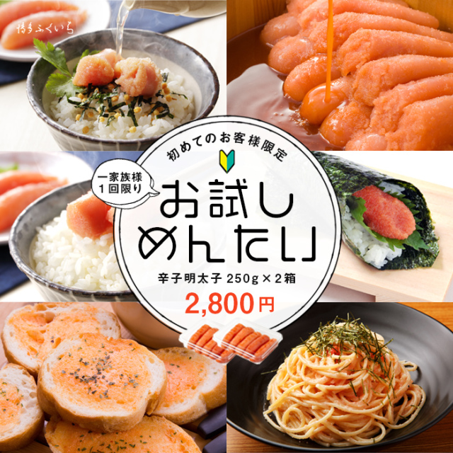 【初回ネット限定・送料無料】お試し明太 切れ子 250g×2箱 1回限り 3セット迄 / あいさつ状付