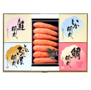 珍味玉手箱E（辛子明太子300g、鮭明太・とらふぐ明太・いか明太・鯛明太 各100g）