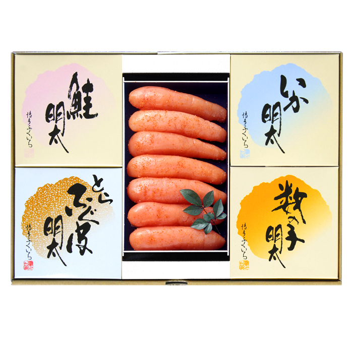 珍味玉手箱F（辛子明太子300g、鮭明太・とらふぐ明太・いか明太・数の子明太 各100g）
