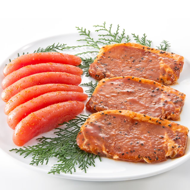 辛子明太子とみそ豚ロースステーキセット（辛子明太子300g、みそ豚