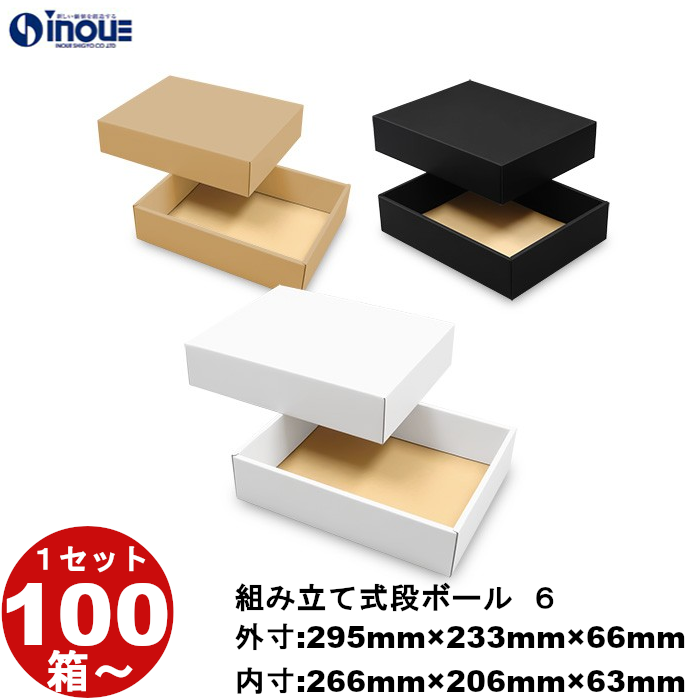 段ボール 組立式（No.06）外寸:295mm×233mm×66mm 内寸:266mm×206mm×63mm 1セット100枚から 受注生産 納期約2～5日