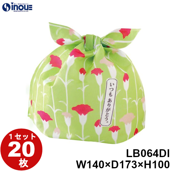 不織布 ラッピング タイパック M 母の日ジャポネ柄 マッチャ LB064DI 1セット20枚 内寸:140W×100D×173H 外寸:140W×100D×188H