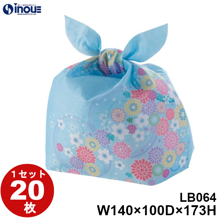 不織布 ラッピング タイパック M おそなえ花柄 LB064DJ 1セット20枚 内寸:140W×100D×170H 外寸:140W×100D×188H