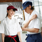 401 カゼン コックシャツ 襟付き 五分袖 男女兼用 左胸ポケット 裾口スリット O-157対応制菌加工 KAZEN サービス フードユニフォーム フードサービス 食品 制服 レストラン 飲食 ホテル カラー ユニセックス 5分袖