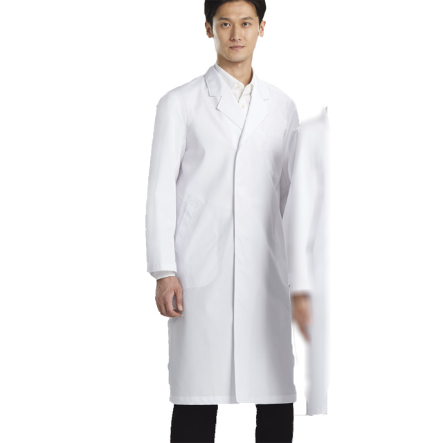 110-70 カゼン 診察衣 長袖 シングルボタン 男性用 制菌加工 吸汗 防汚 防縮 ポケット付き ペン差し KAZEN ドクターコート 医療用 医師 医者 白衣 メンズ 大きいサイズ ホワイト ブルー