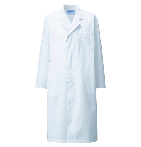 110-30 カゼン 診察衣 綿混 長袖 シングルボタン 男性用 制菌加工 吸汗 袖口紐入り ポケット付き ペン差し 涼しい KAZEN ドクターコート 医療用 医師 医者 白衣 メンズ 大きいサイズ 