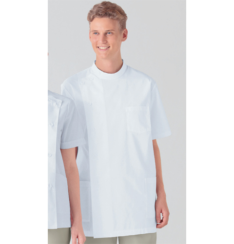 132-30 アプロン メンズ医務衣 半袖 ホワイト