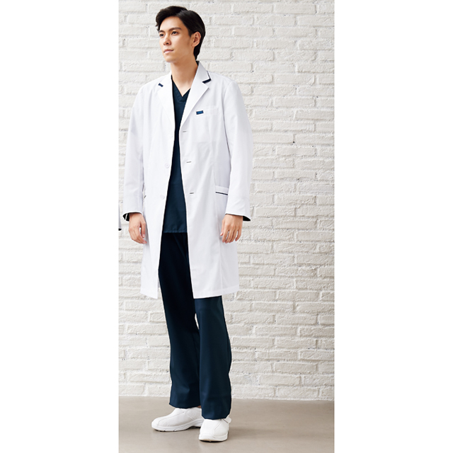1539SP フォーク 診察衣 シングルボタン 長袖 男性用 おしゃれ ポリエステル 綿 かっこいい 大きいサイズ 総合病院 クリニック 薬局 FOLK 医療用 医者 ドクター 医師 メンズ ジャケット 白衣 ドクターコート 