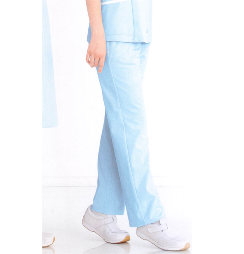 163 カゼン ナースウェア パンツ 女性用 ストレート 透け防止 ストレッチ 工業洗濯可 制菌 吸汗 制電 防汚 ワンタック 脇ゴム 両脇ポケット付き KAZEN 医療用 看護師 レディース レディス ズボン スラックス 