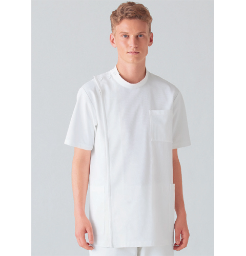 253-10 アプロン 医務衣 メンズ半袖 快適な作業性を追及したケーシースタイル