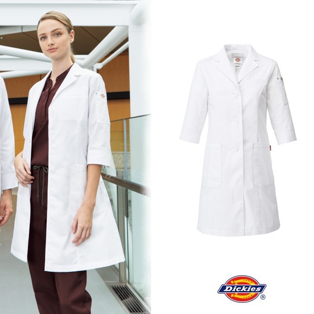 2533PR フォーク製品 ディッキーズ 診察衣 七分袖 シングルボタン 女性用 透け防止 制電 吸汗 ストレッチ 長袖 高級 おしゃれ かわいい かっこいい 涼しい タブレットポケット PHSポケット コンバーチブル仕様