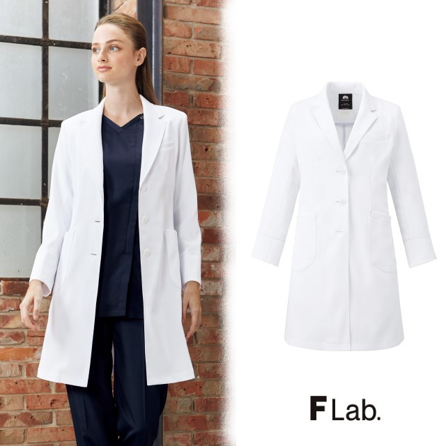 2537SG フォーク 診察衣 シングルボタン 女性用 長袖 左胸ポケット 両腰ポケット 透け防止 速乾 吸汗 超軽量 高級 ストレッチ FOLK 医療用 医師 医者 女医 レディース レディス 女子 ドクターコート レディスコート 白衣 ホワイト