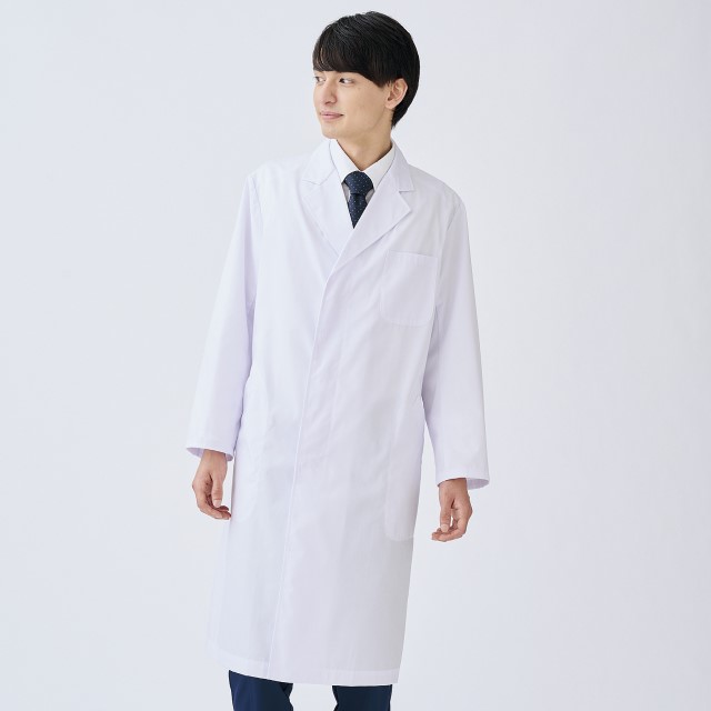 51-601 住商モンブラン 診察衣 シングルボタン 長袖 男性用 制菌加工 MONTBLANC 医療用 薬剤師 教師 医師  薬局 医者 研究 実験 メンズ ドクターコート 白衣 涼しい 大きいサイズ 4L 5L