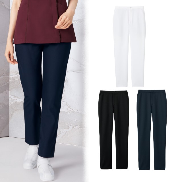 6021SC フォーク ナースウェア パンツ 女性用 スリムストレートパンツ ストレッチ 速乾 吸汗 制電 イージーケア FOLK 医療用 医師 看護師 エステサロン クリニック 美容 歯科 大きいサイズ 4L