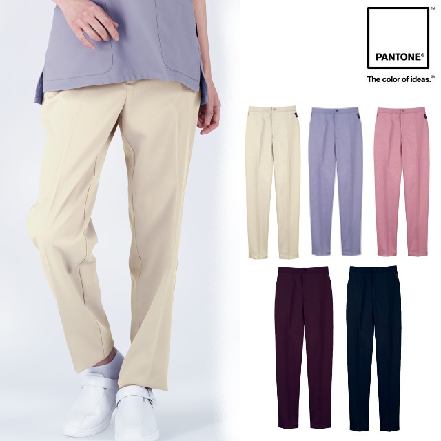 6022SC フォーク  パントン レディス パンツ 女性用 PANTONE テーパード ストレッチ 軽い 前ファスナー 後ろゴム 裏地メッシュ 遮熱 UVカット 防透 速乾 ノーアイロン  FOLK 医療用 医師 看護師 歯科医院 美容外科 エステ 介護施設 整骨院 動物病院 リハビリ 歯科衛生士 白衣