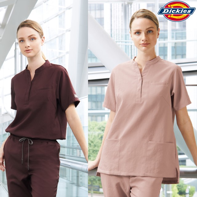 7089SC ディッキーズ フォーク ナースウェア スクラブ 女性用 半袖 速乾 吸汗 ストレッチ Dickies FOLK 医療用 看護師 医者 医師 歯科医院 介護施設 整骨院 動物病院 リハビリ 理学療法士 ジャケット 白衣