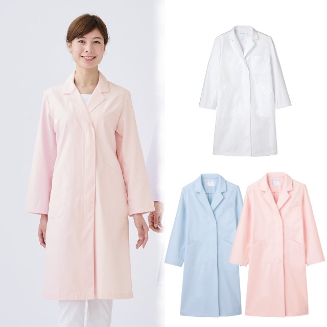 71-061 71-063 71-065 住商モンブラン 診察衣 シングルボタン 長袖 女性用 制菌加工 防汚 MONTBLANC 医療用 医者 医師 女医 ドクター レディース レディス ドクターコート 薬局衣 大きいサイズ 白 サックス ピンク