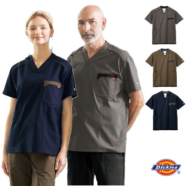 Dickies ディッキーズ メディカルウェア スクラブ 男女兼用 7111SC フォーク 動きやすい ストレッチ FOLK 医療用 看護師 ナース 医師 ドクター 介護 施設 歯科 リハビリ 理学療法士 接骨院 整体 動物病院