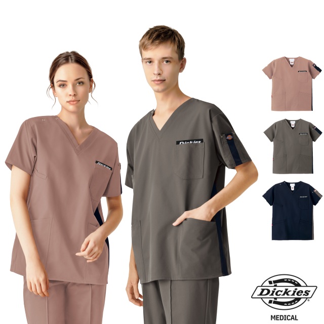 Dickies ディッキーズ メディカルウェア スクラブ 男女兼用 7116SC フォーク 動きやすい ストレッチ ポケットFOLK 医療用 看護師 ナース 医師 ドクター 介護 施設 歯科 リハビリ 理学療法士 接骨院 整体 動物病院