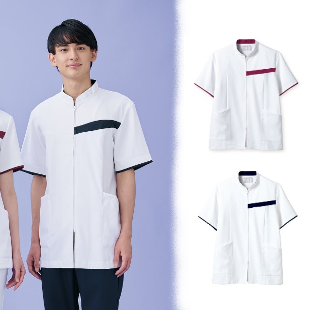 72-1244 72-1246 72-1248 住商モンブラン ナースウェア ジャケット 男性用 制菌加工 透け防止 吸汗 制電 防汚 小物用ポケット サイドベンツ MONTBLANC 医療用 看護師 メンズ おしゃれ 白衣 上衣 医務衣 ホワイト 白