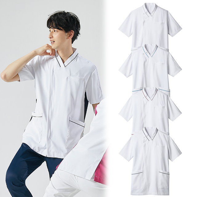 72-1300 住商モンブラン ナースウェア スクラブ 男性用 制菌加工 透け防止 吸汗 制電 防汚 Vネック 動きやすい ラグランスリーブ サイドベンツ キーループ 携帯スマホポケット MONTBLANC 医療用 看護師