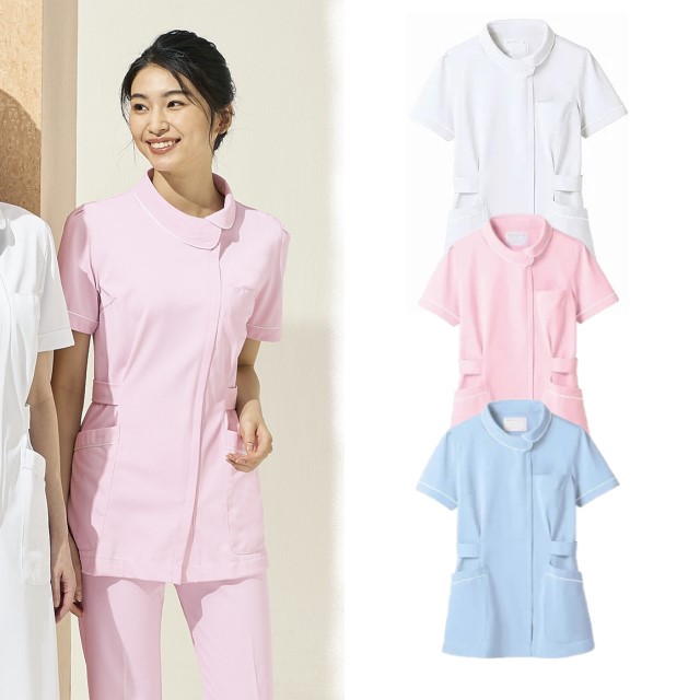 73-1482 73-1484 73-1486 住商モンブラン ナースウェア ジャケット 女性用 半袖 制菌加工 透け防止 制電 防汚 ポケット付き MONTBLANC 医療用 看護師 歯科衛生士 レディース レディス 上衣 チュニック ナース服 白衣