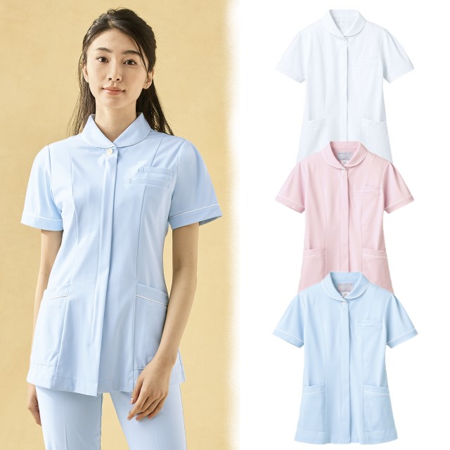 73-1692 73-1694 73-1696 住商モンブラン ナースウェア ジャケット 女性用 半袖 制菌加工 透け防止 制電 防汚 PHSポケット キーループ MONTBLANC 医療用 看護師 歯科衛生士 レディース レディス 上衣 チュニック