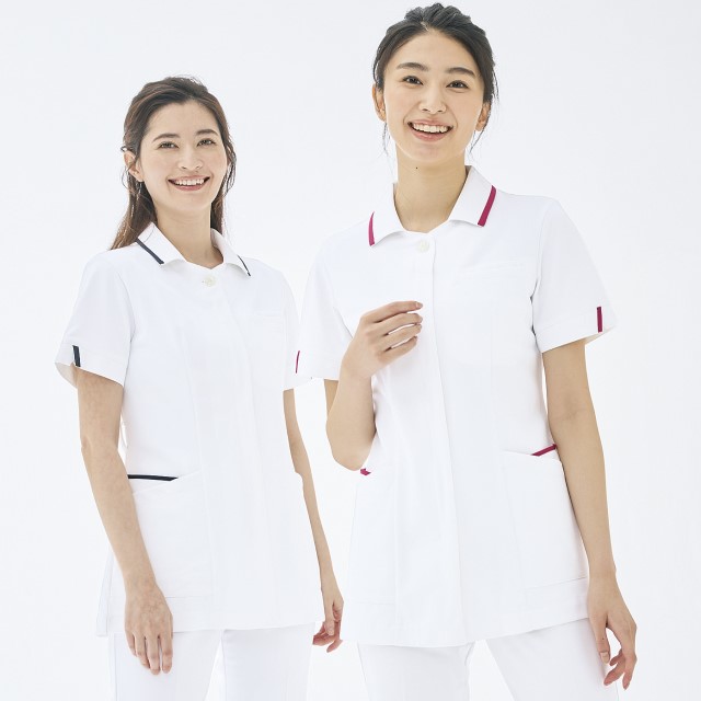 73-2412 73-2413 73-2419 住商モンブラン ナースウェア ジャケット 女性用 半袖 制菌加工 透け防止 制電 防汚 キーループ 白 ピンク ブルー ネイビー MONTBLANC 医療用 看護師 歯科衛生士 レディース レディス 白衣 チュニック