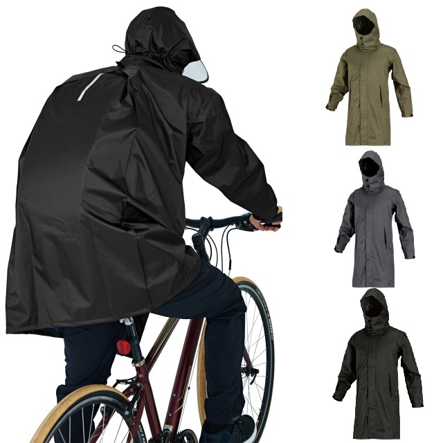レインウェア Kajimeiku 7590 バッグインコート フードがまわる レインバイザー取り付け可 フード収納可 リフレクター 防水 蒸れにくい 透湿 レインコート かっぱ 雨合羽 自転車 訪問介護 訪問看護 通学 通勤 サイクリング 大雨 屋外作業