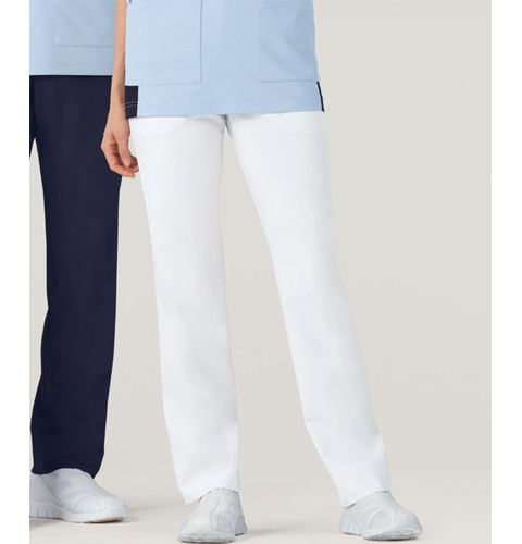 844 カゼン ナースウェア パンツ 女性用 ストレート 工業洗濯可 制菌加工 透け防止 吸汗 制電 ストレッチ ノータック 脇ゴム ポケット付き ベルト通し付き KAZEN 医療用 看護師 介護 レディース レディス