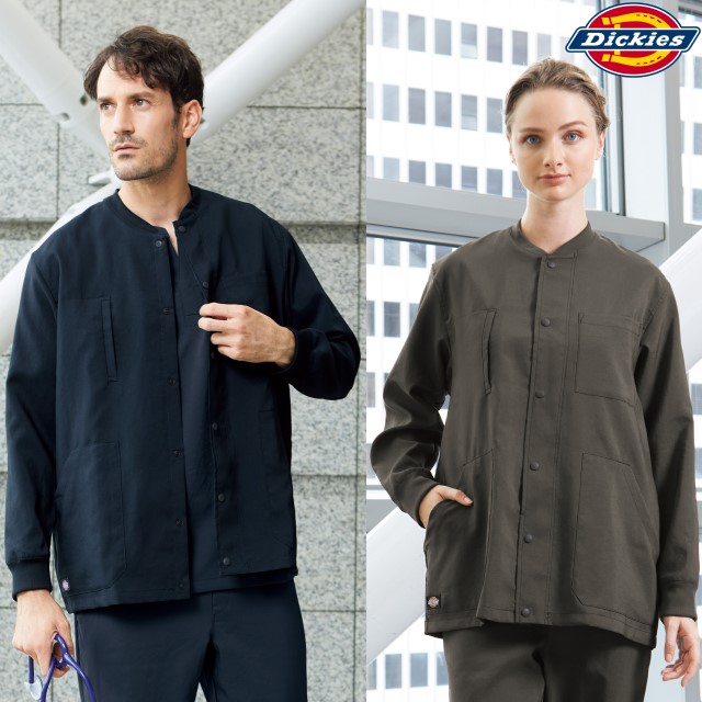 9006SC フォーク ディッキーズ ドクターウェア ブルゾン 男女兼用 カジュアル アウター ジャケット 上着 ポケット 袖口リブ ストレッチ 吸水性 FOLK  Dickies 医療用 医師 看護師 医者 歯科医院 介護施設 訪問看護 ユニセックス  スクラブ 白衣 ダークグレー ネイビー