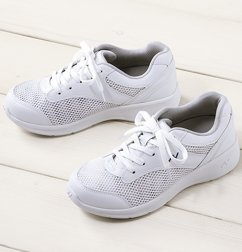 F-4966 富士ゴムナース ナースシューズ 男女兼用 院内専用 抗菌 防臭加工 静電気帯電防止 疲れにくい 通気性 衝撃吸収 クッション性 メッシュ フジゴム 医療用 看護師 介護 ユニセックス 病院 看護靴 紐靴 ナースクール