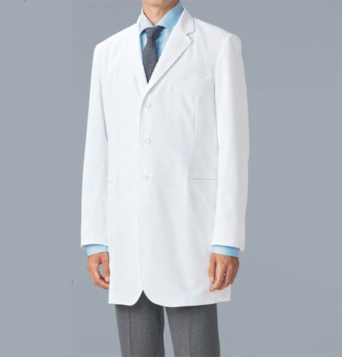 KZN113 カゼン 診察衣 シングルボタン 男性用 ショート丈 長袖 タブレットポケット 制菌加工 工業洗濯可 透け防止 吸汗 制電 ストレッチ KAZEN 医療用 ドクター 医師 医者 薬剤師 メンズ ジャケット ドクターコート