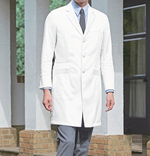 KZN210 カゼン 診察衣 シングルボタン 綿100% 男性用 長袖 タブレットポケット 吸汗性 形態安定加工 KAZEN 医療用 医者 医師 ドクター メンズ ドクターコート ジャケット 白衣 ホワイト