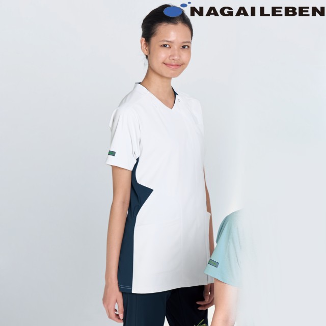 AW5547 ナガイレーベン スクラブ 男女兼用 フロントファスナー 動きやすい 涼しい 接触冷感 ストレッチ  制菌加工 制電 吸水 防汚 大きいサイズ 小さいサイズ NAGAILEBEN 医療用 医師 看護師 薬剤師 介護スタッフ 上衣 医務衣 白衣 病院 医院 クリニック 介護施設 リハビリ