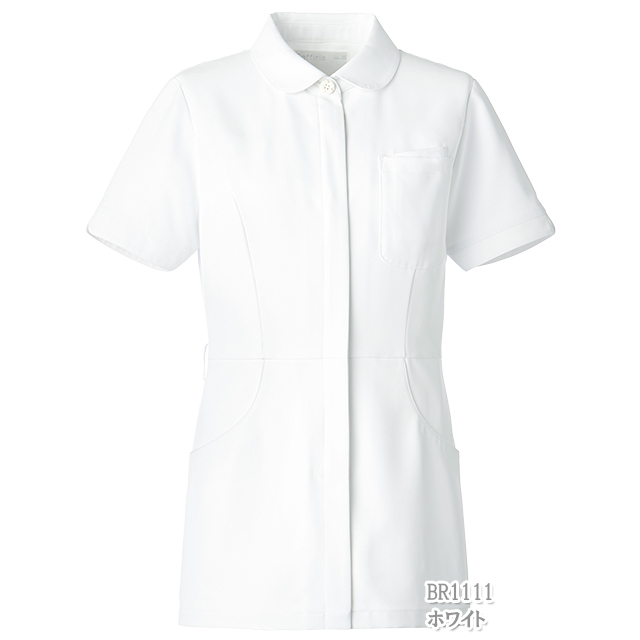 BR1111 オンワード ナースウェア ジャケット 女性用 制菌加工 制電 ストレッチ 透け防止 防汚 吸汗 速乾 二重ポケット 形態安定性 ループ付き PHSポケット 動きやすい ONWARD ラフィーリア Raffiria