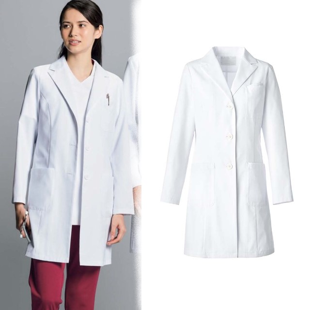 CO6008 オンワード 診察衣 シングルボタン 女性用 ショート丈 長袖 制菌加工 速乾 形態安定性 二重ポケット ONWARD Raffiria ラフィーリア 医療用 ドクター 医者 医師 女医 レディース レディス ドクターコート 白衣 短め