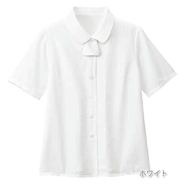 FB7091 フォーク オフィスウェア ブラウス リボン付き 半袖 女性用 家庭洗濯 透け防止 ホームクリーニング FOLK 事務服 通勤ウェア 制服 ユニフォーム レディース レディス シャツ ホワイト 白 大きいサイズ