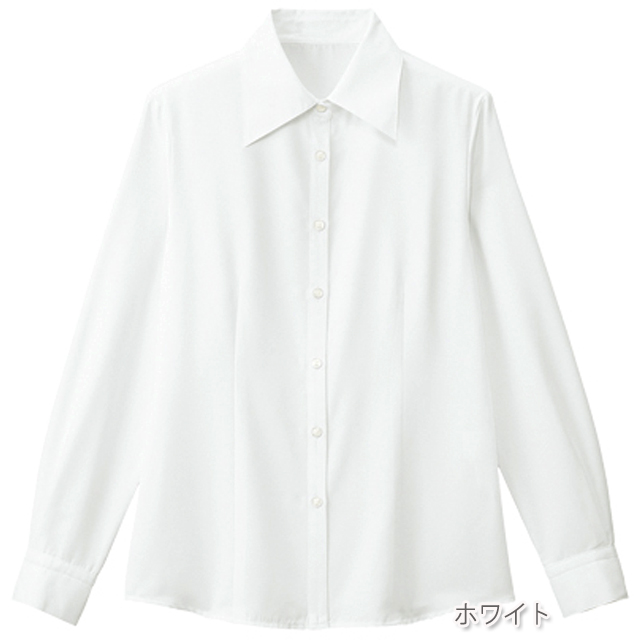 FB7548 フォーク オフィスウェア ブラウス 長袖 女性用 ホームクリーニング 家庭洗濯 透け防止 FOLK 事務服 通勤 制服 レディース レディス シャツ 小さいサイズ 大きいサイズ  ホワイト 白 ブルー 水色