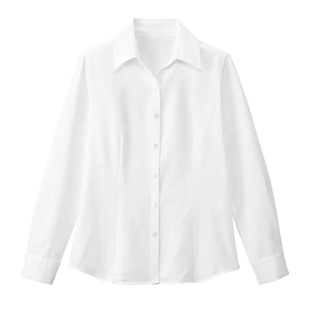 FB75531 フォーク オフィスウェア ブラウス 長袖 女性用 透け防止 ホームクリーニング 家庭洗濯 FOLK 事務服 通勤 制服 レディース レディス シャツ 小さいサイズ 大きいサイズ  ホワイト