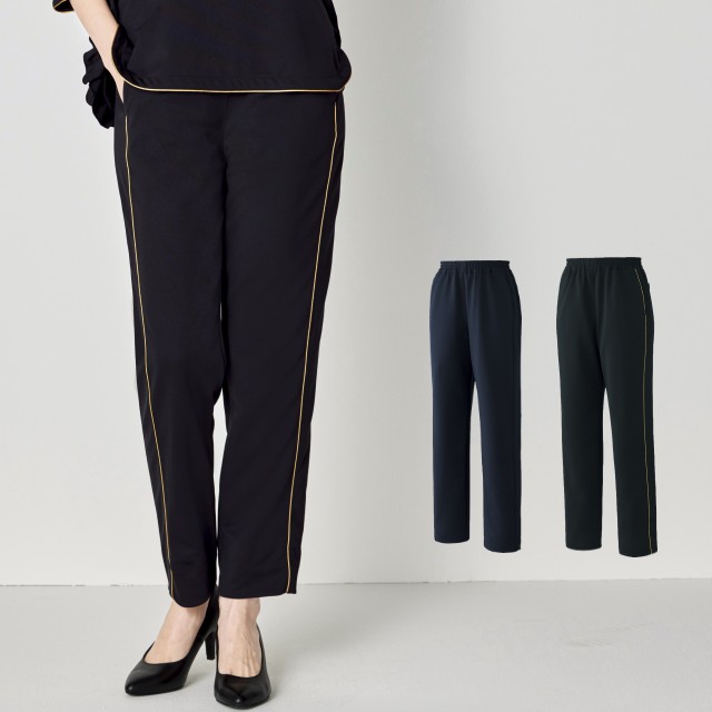 FR-0006 ナースウェア パンツ 女性用 ジャージ素材 ウエストゴム ひも入り フォロレゾン UNITE ユナイト チトセ 制菌 ストレッチ イージーケア 医療用 白衣 ナース 看護師 受付 事務 エステ クリニック サロン 歯科 美容 小児科 婦人科 薬剤師 ネイビー ブラック