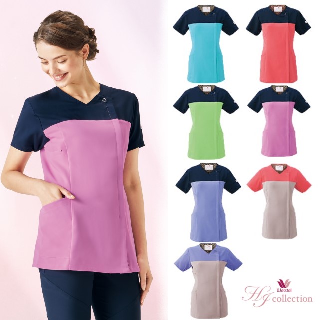 HI701 フォーク ワコール ナースウェア スクラブ 女性用 透け防止 防汚 制電 吸汗 FOLK wacoal HIコレクション 医療用 看護師 歯科衛生士 エステ レディース レディス 上衣 チュニック ジャケット